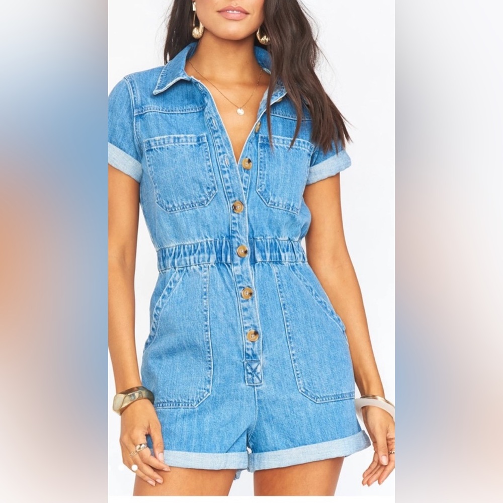 Show Me Your MuMu Blue Denim Romper
